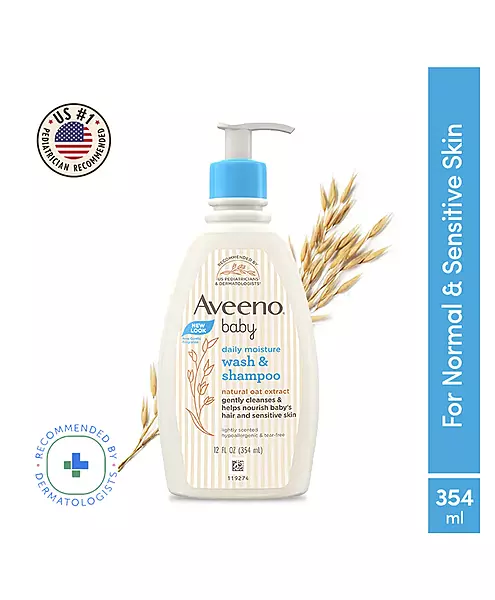Aveeno Baby Daily Moisture Wash & Shampoo for Delicate Skin (354ml)
