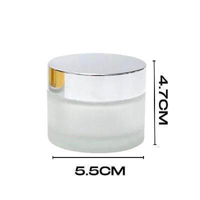 50ml Frosted NEW Glass Jar + SILVER Cap + White Seal 50ml Frosted NEW Glass Jar + SILVER Cap + White Seal