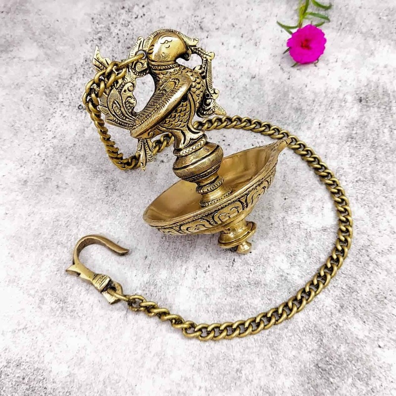 Brass Super Fine Hanging Bird Lamp 6 inch - 27 inch Height | Decorative Brass Bird Lamp for Home Decor