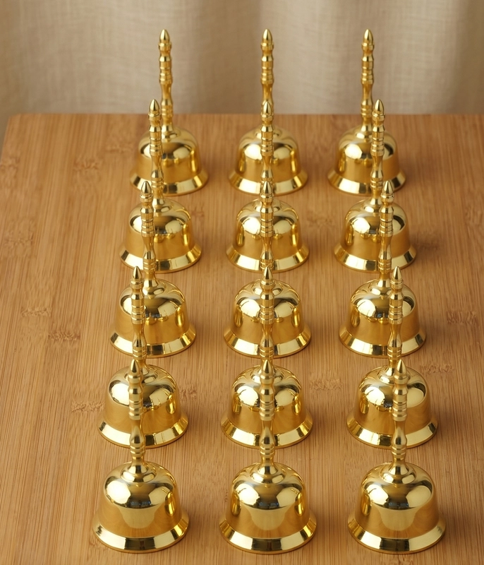 CamelCase 15 Pcs 100% Pure Brass Pooja Bell - Gold Lacquer Finishes