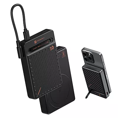 Portronics CHYRO 10000mAh Magnetic Wireless Power Bank, 15W Wireless & 20W PD Fast Charging with Built-in Stand and Type-C Cable Portronics CHYRO 10000mAh Magnetic Wireless Power Bank, 15W Wireless & 20W PD Fast Charging with Built-in Stand and Type-C Cable