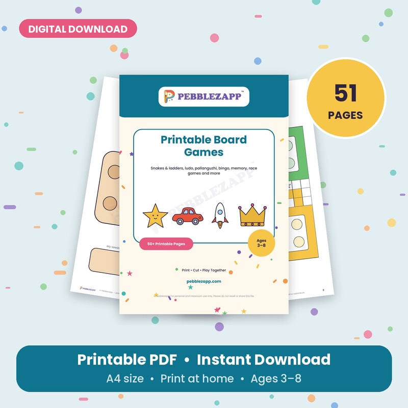 Printable Board Games for Kids – Family Game Pack – 51 Pages