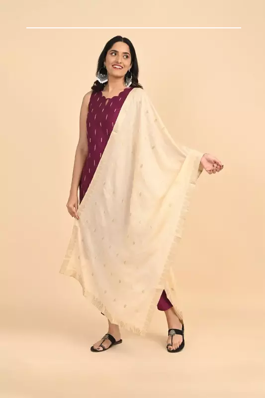 Women Woven Design Jacquard Shawl-B_SS
