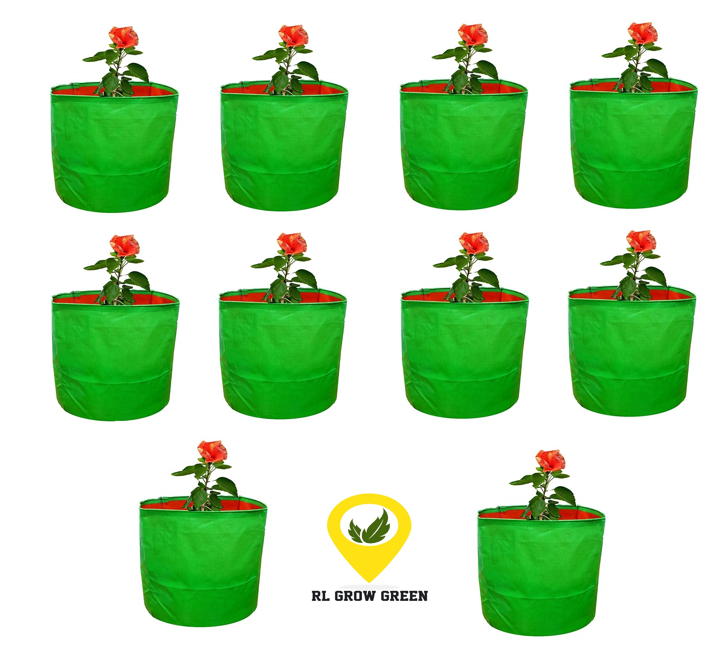 HDPE UV Plant Grow Bags, 9 x 9 inch, MultiPack, Green, for Terrace Gardening and Fruit Plants