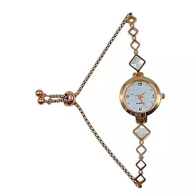 Elegant Rose Gold Square Bracelet Watch for Women - Analog Quartz