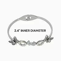 Silver Butterfly Bangle Bracelet with Rhinestone Circles