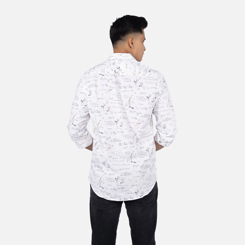 Men Whisper White Maths Printed Casual Shirt