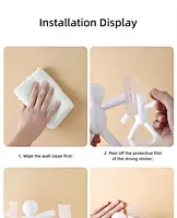 Human Shape ABS Stand | (Pack of 3) Self Adhesive Wall Mounted Shelf | No Drill Bathroom Storage Rack | Multipurpose Shelf for Kitchen Organizer, Bathroom, Kitchen & Bedroom