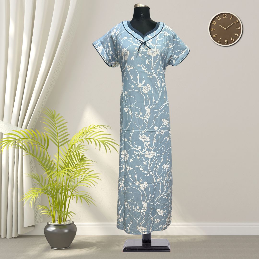 Baby Pink Soft Cotton Nighty With All Over From Libas Loungewear - AL1108