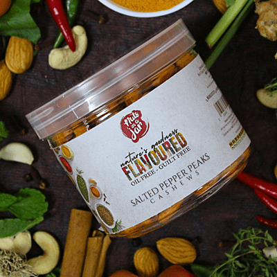 Oil Free Flavoured Salted Pepper Peaks Cashews 250 Grams Oil Free Flavoured Salted Pepper Peaks Cashews 250 Grams