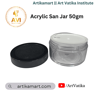 Acrylic San Jar + White Inner + BLACK Cap - 50g Acrylic San Jar + White Inner + BLACK Cap - 50g