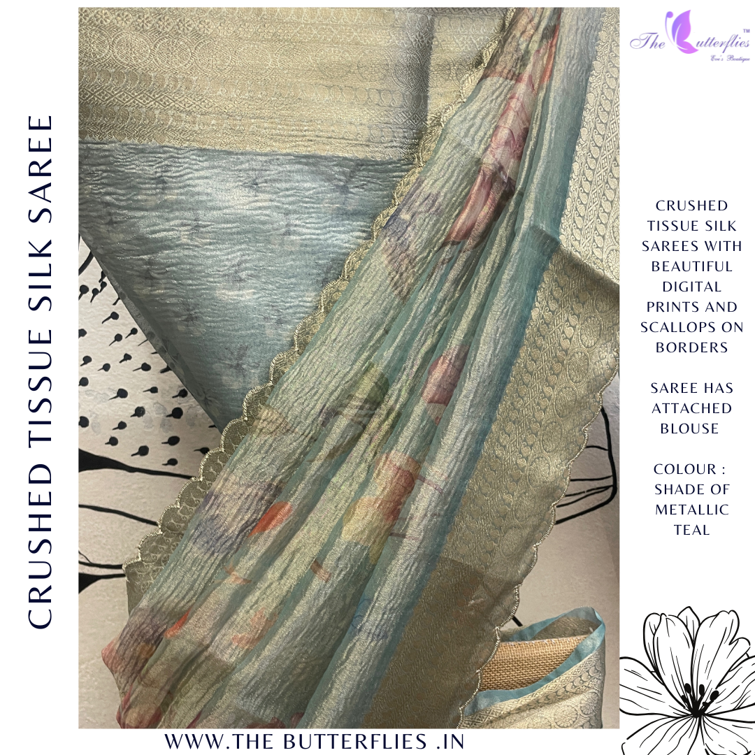 CRUSHED TISSUE SILK SAREE  DVFSTES23770