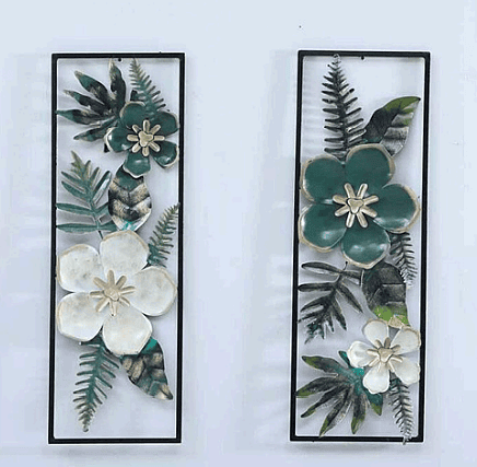 DAD Tropical Leaf Metal Wall Art Botanical Wall Sculptures - Size (12x2x36 Inches) Set of 2