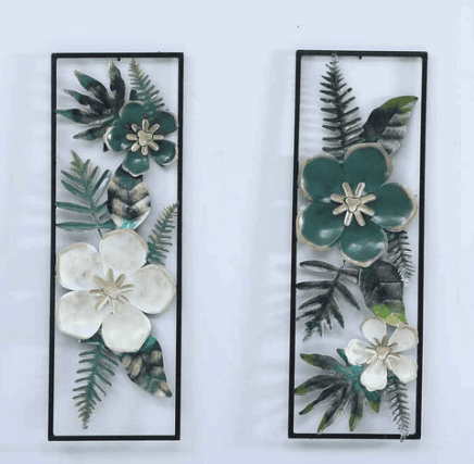 DAD Tropical Leaf Metal Wall Art Botanical Wall Sculptures - Size (12x2x36 Inches) Set of 2
