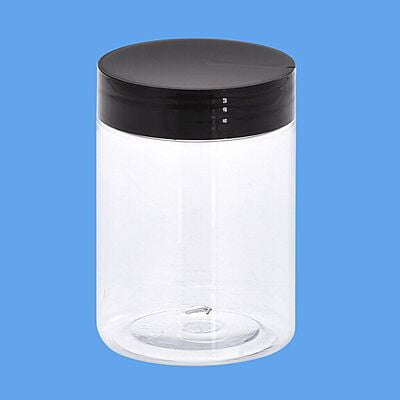 300 ml Round PET Jar + Plastic Black High Neck Cap 300 ml Round PET Jar + Plastic Black High Neck Cap