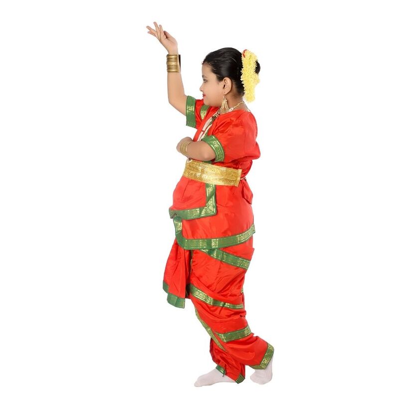Bharatanatyam Dance Dress Orange & Green Bharatanatyam Dance Dress Orange & Green
