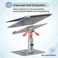 Portronics Twister Laptop Stand – Metal Build | Extendable & Rotatable | Silver