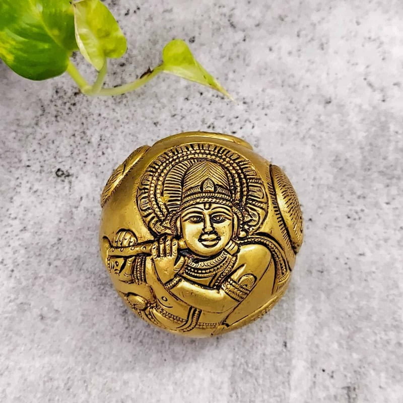 Brass Super Fine Krishna Paper Weight - 3 inch Height | Decorative Brass Krishna Paper Weight