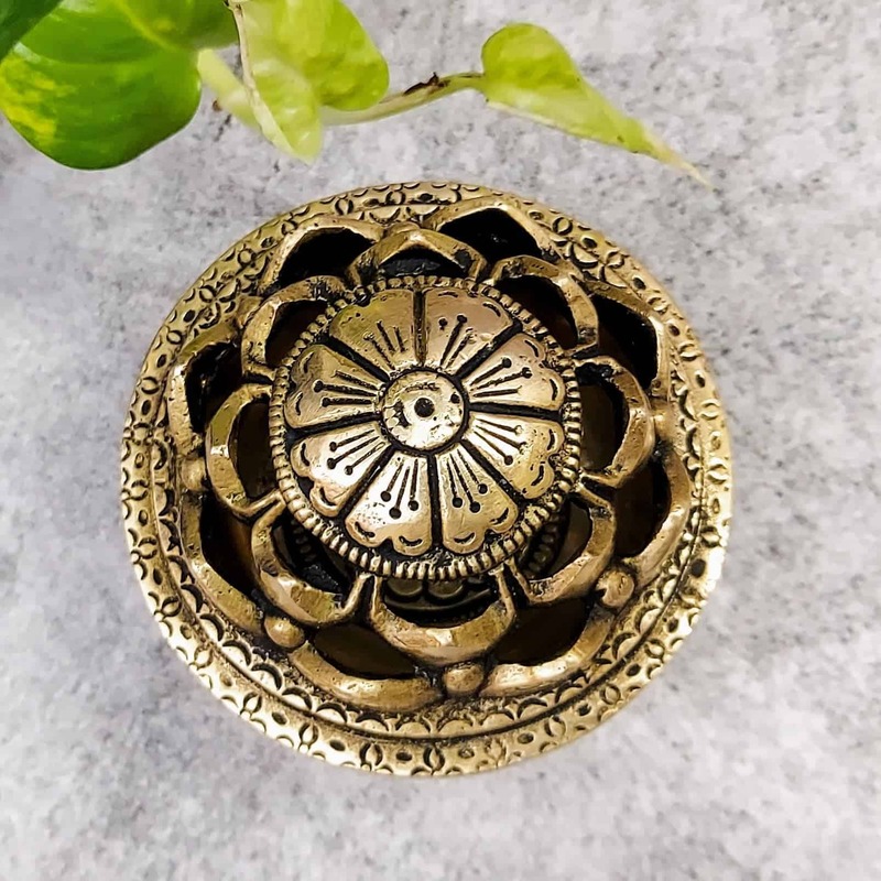 Brass Dhoop Dani - 3.2 inch Height | Traditional Brass Dhoop Dani for Incense Burning