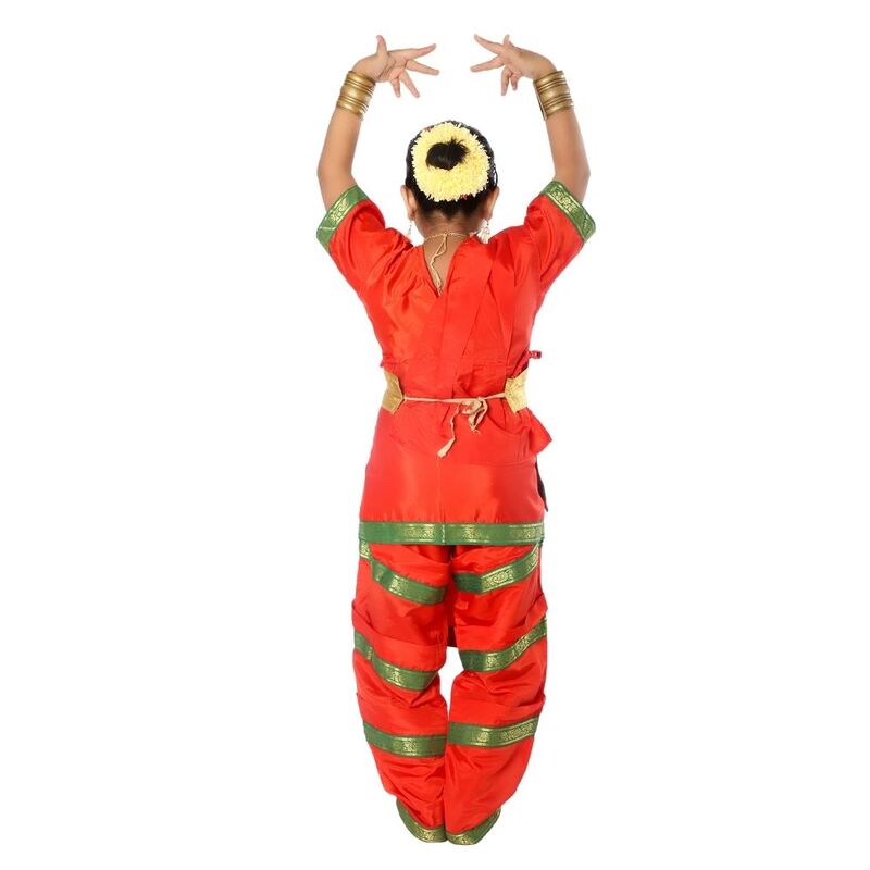 Bharatanatyam Dance Dress Orange & Green Bharatanatyam Dance Dress Orange & Green