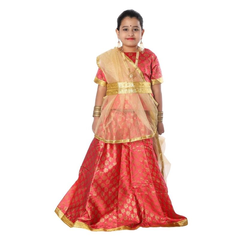 Kathak Dance Dress Costume Gajri & Golden Kathak Dance Dress Costume Gajri & Golden