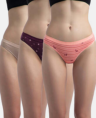 Jockey Medium Coverage Super Combed Cotton Elastane Stretch Mid Waist Bikini With Exposed Waistband and StayFresh Treatment 3005