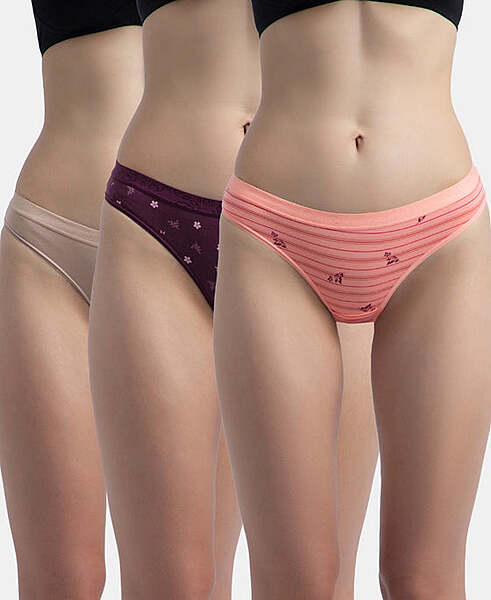 Jockey Medium Coverage Super Combed Cotton Elastane Stretch Mid Waist Bikini With Exposed Waistband and StayFresh Treatment 3005