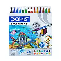 DOMS BRUSH PENS 12 PENS+1 METALIC SILVER+1 BLENDED BRUSH