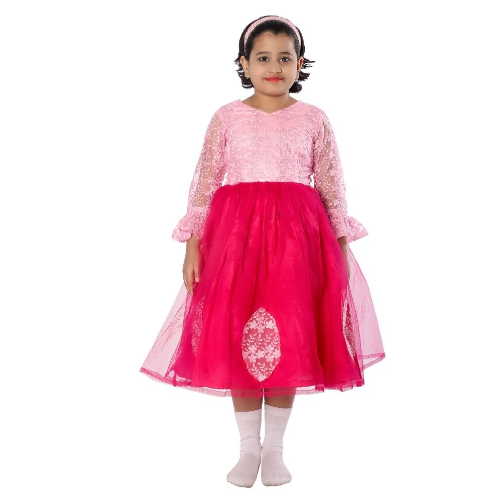 Western Dance Frock in Baby Pink & Magenta