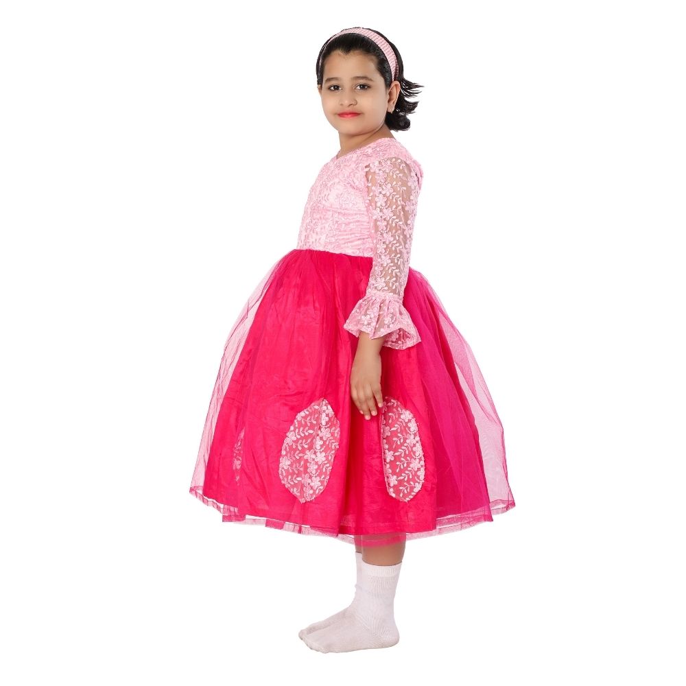 Western Dance Frock in Baby Pink & Magenta