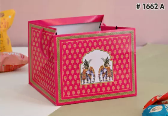 Elephant Gift Carry Bag - 8.5x8.5x6.75 Inch - 1662 A