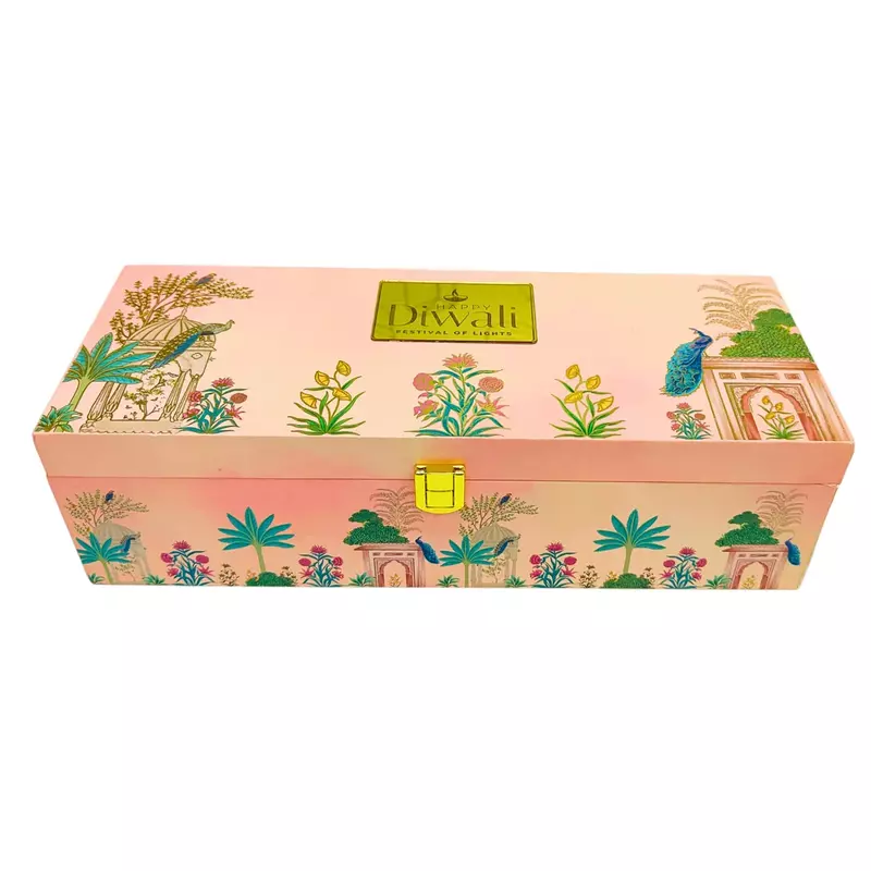 Luxury 3 Glass Jars Diwali Gift Box with Peacock Design | Premium Festive Gift Hamper