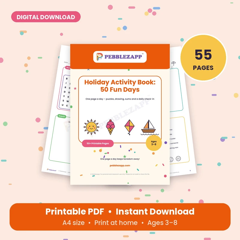 Holiday Activity Book: 50 Fun Days – 55 Pages