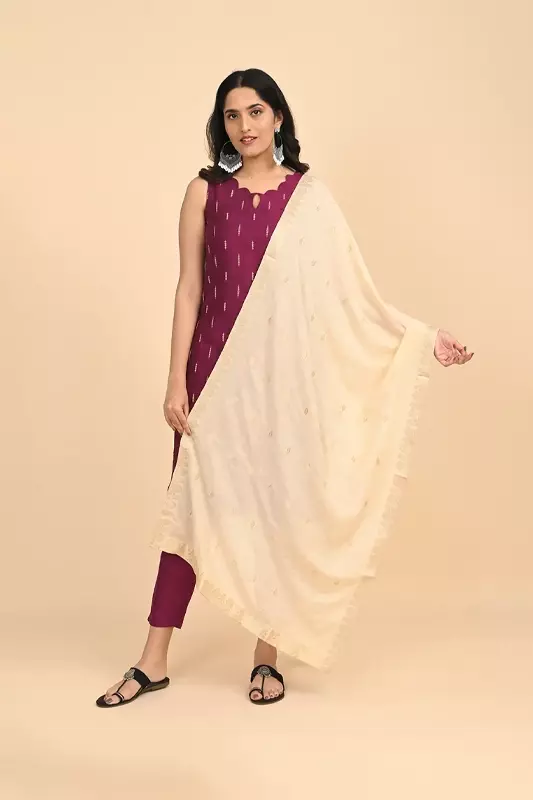 Women Woven Design Jacquard Shawl-B_SS