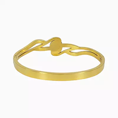 Elegant Wave Like Motif Bangle Bracelet with Pearl and Rhinestones