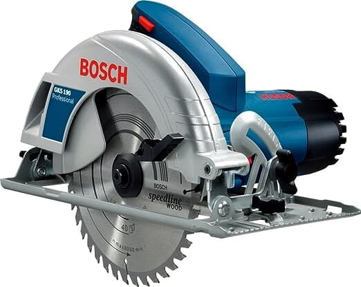 Bosch GKS 190 Heavy Duty Electric Circular Saw, 1,400W, 5,200 rpm, 184 mm Blade, 20 mm Bore, Air Blower, Bosch Click & Clean System, 4.1 kg + Key, Parallel Guide, Saw Blade, 1 Year Warranty