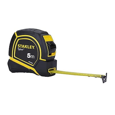 STANLEY STHT43067-12 5 Meter Tylon Measurement Tape in Rugged Rubber Case for Precise & Accurate Measurements with Anti-Slip Properties for Home, DIY, Industrial & Professional Use, YELLOW & BLACK