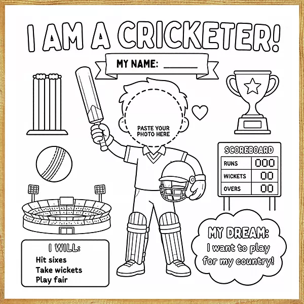 I Am a Cricketer – Colour & Frame Kit