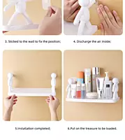 Human Shape ABS Stand | (Pack of 3) Self Adhesive Wall Mounted Shelf | No Drill Bathroom Storage Rack | Multipurpose Shelf for Kitchen Organizer, Bathroom, Kitchen & Bedroom