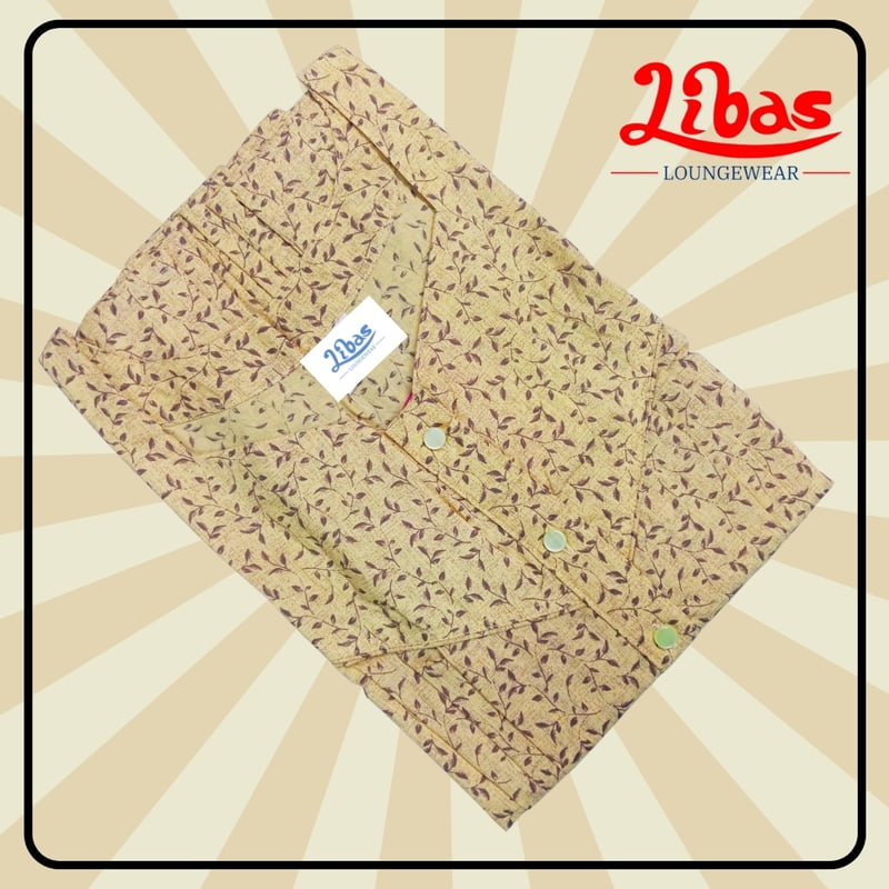 Clumsy Caramel Soft Cotton Nighty With Floral Design All Over From Libas Loungewear - PS515