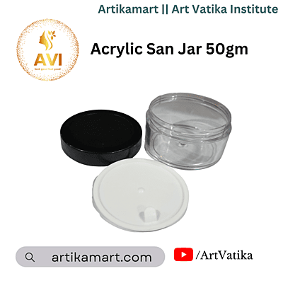 Acrylic San Jar + White Inner + BLACK Cap - 50g Acrylic San Jar + White Inner + BLACK Cap - 50g