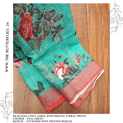 PURE LINEN SAREE  YBRSLIN23433