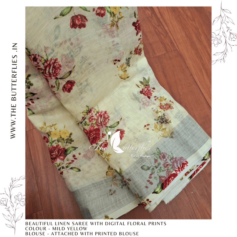 PURE LINEN SAREE  YBRSLIN23446