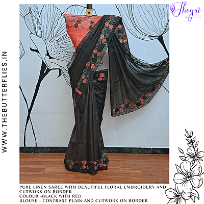 PURE LINEN SAREE YBRSLIN23627