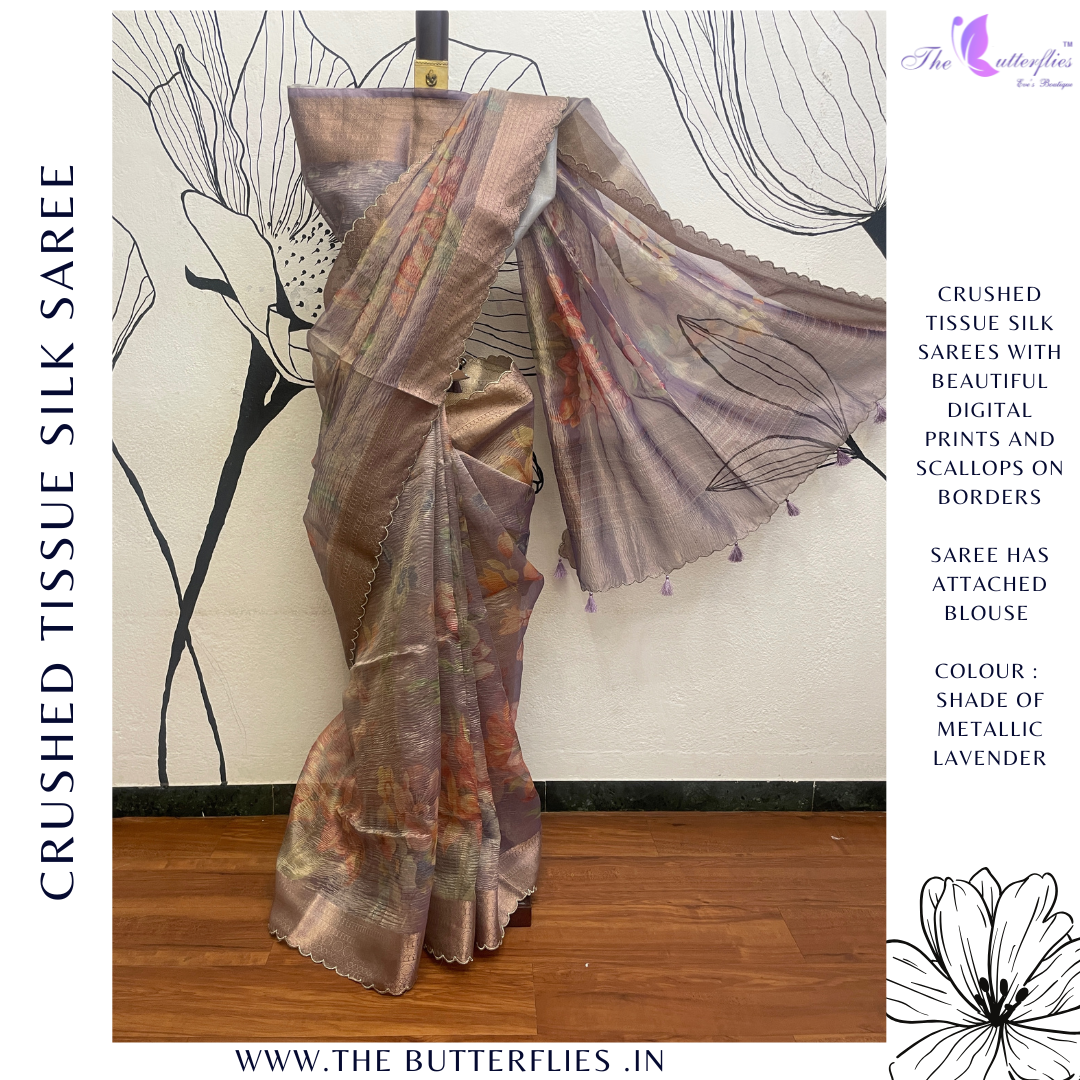CRUSHED TISSUE SILK SAREE  DVFSTES23764