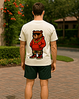 Unisex Off-White Thug Bear Graphic Printed Crew Neck Tee