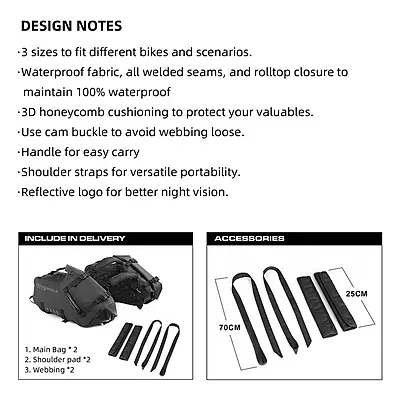 Rhinowalk Waterproof Motorcycle Pannier Side Bag 18/28/48L - Pair/Rackless Rhinowalk Waterproof Motorcycle Pannier Side Bag 18/28/48L - Pair/Rackless