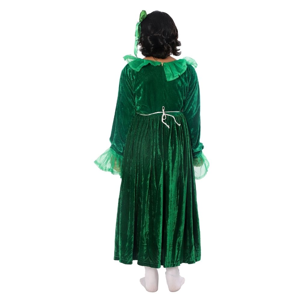 Western Dance Green Frock with Fan