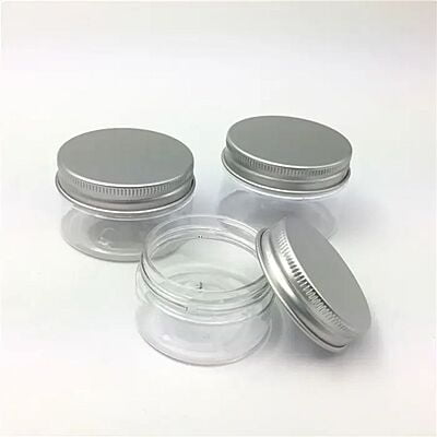 50 ml Round PET Jar + Aluminum Silver Cap 50 ml Round PET Jar + Aluminum Silver Cap
