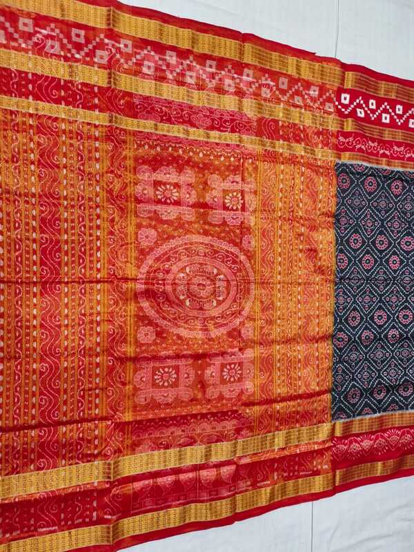 BLACK SAKTA DOUBLE BORDER HALF TISSUE SILK SAREE